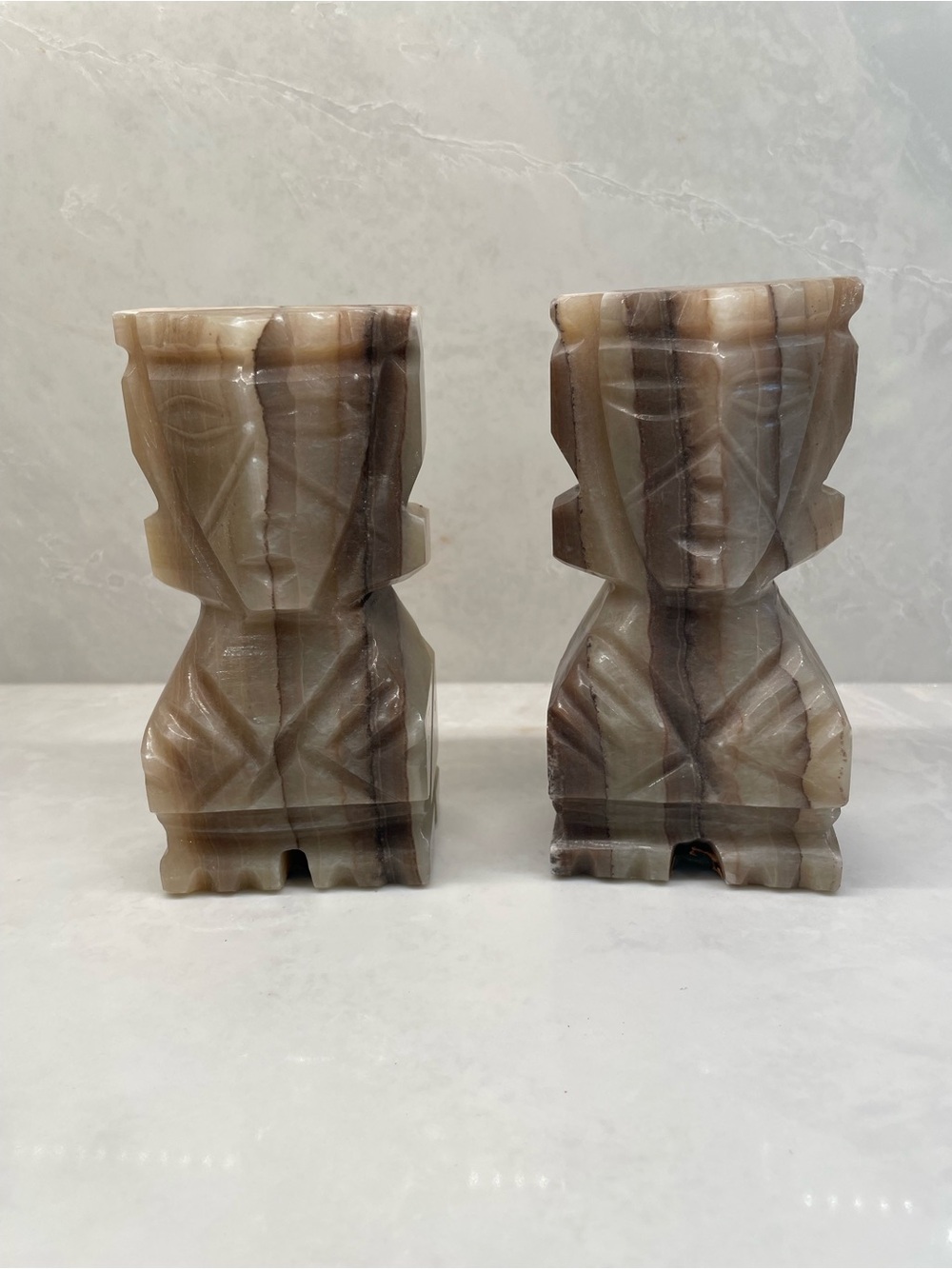Hand-Carved Brown Stone Bookends Pair - Home Accents